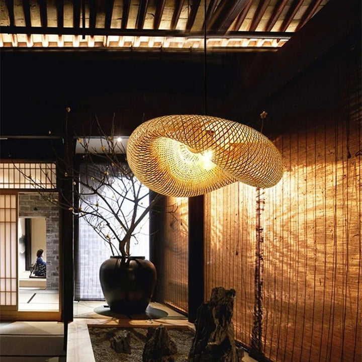 Hand - Knitted Weaving Pendant Lamp – Elegant Hanging Light - Clokari