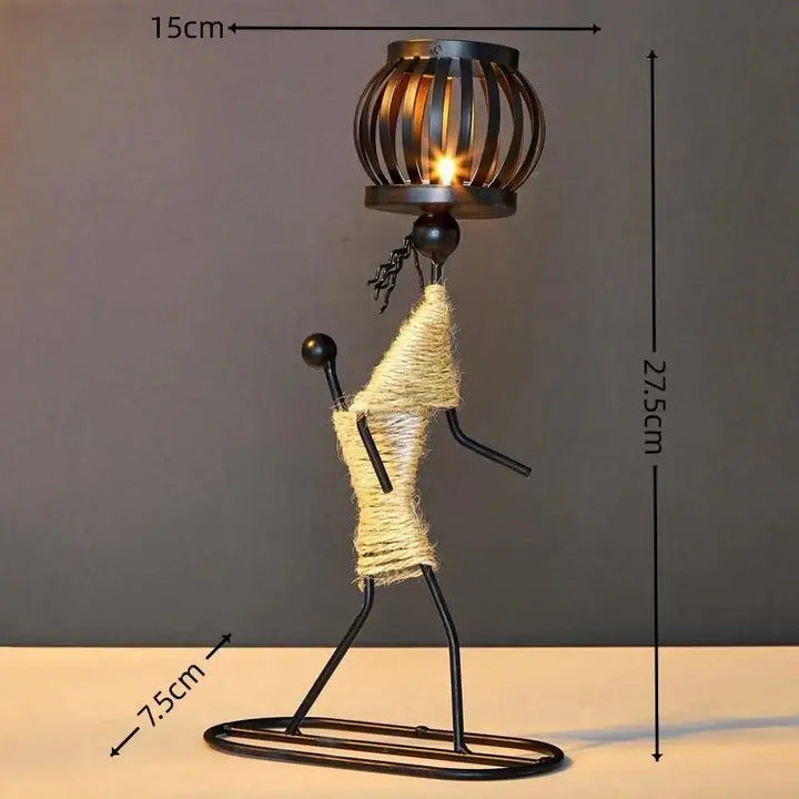 Nordic Metal Candlestick – Abstract Character Sculpture Candle Holder - Clokari