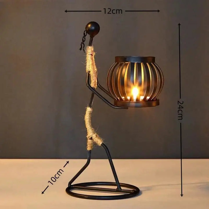 Nordic Metal Candlestick – Abstract Character Sculpture Candle Holder - Clokari