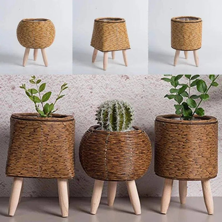 Nordic Woven Rattan Planter - Clokari