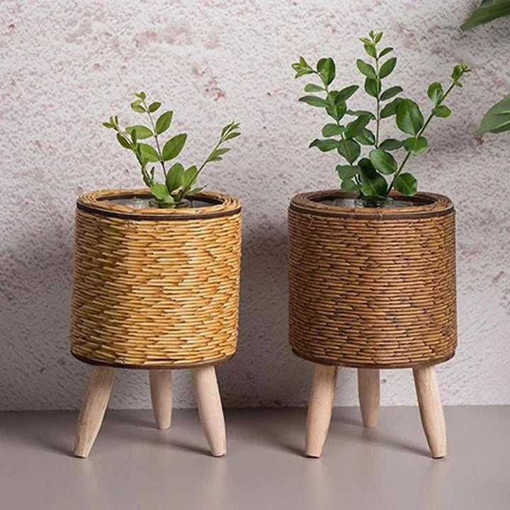 Nordic Woven Rattan Planter - Clokari