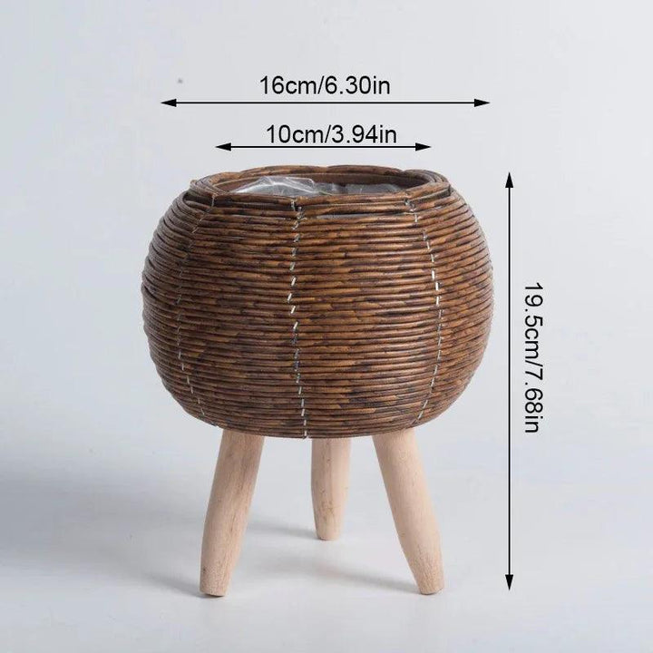 Nordic Woven Rattan Planter - Clokari