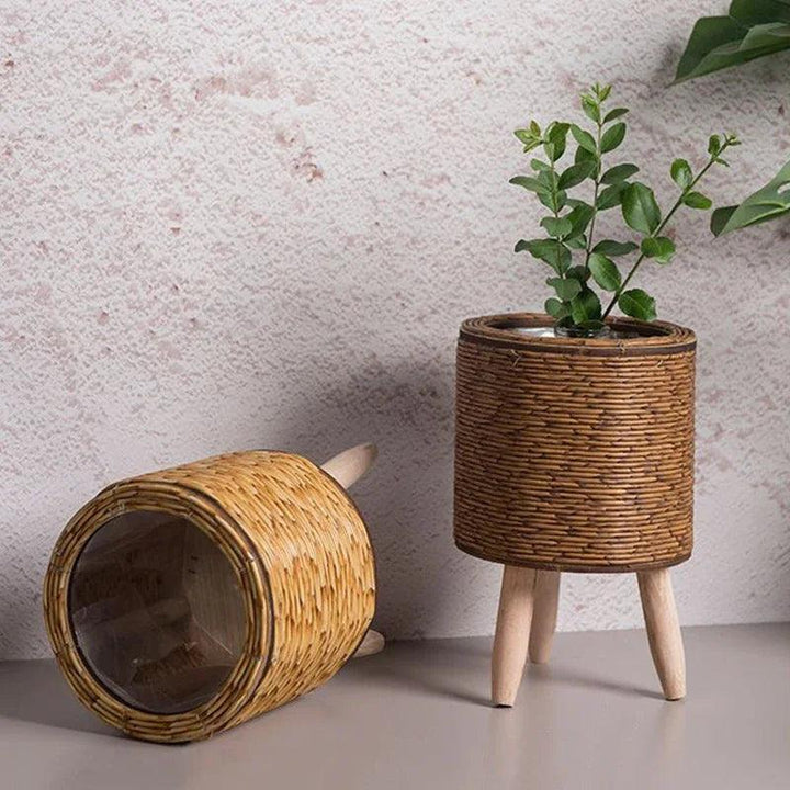 Nordic Woven Rattan Planter - Clokari