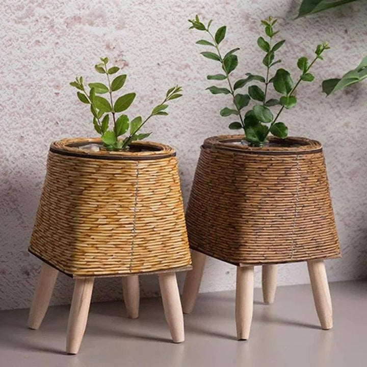 Nordic Woven Rattan Planter - Clokari