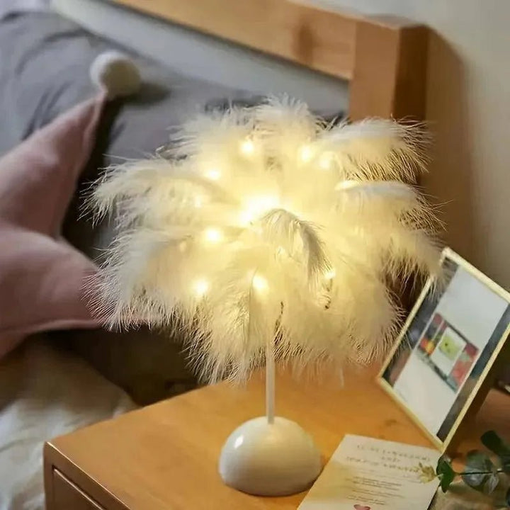 Warm White Feather LED Table Lamp - Clokari