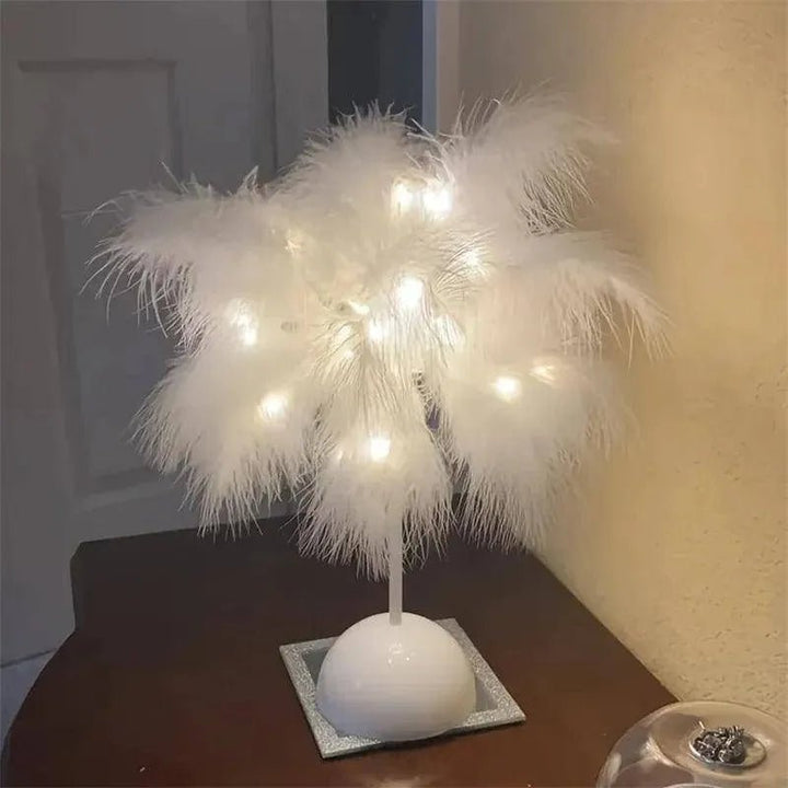 Warm White Feather LED Table Lamp - Clokari