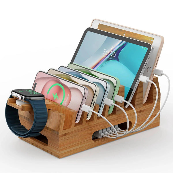 Wooden Charging Station Multi - Device Dock - Clokari